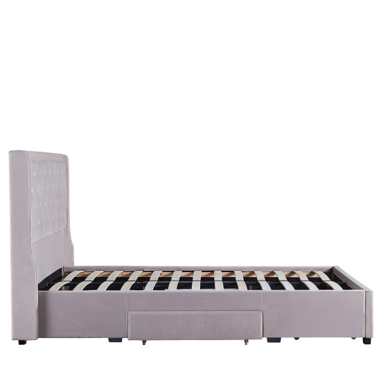 Κρεβάτι Διπλό ArteLibre ANNONA Ivory Βελούδο (Στρώμα 160x200cm)