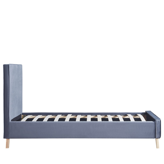 Κρεβάτι Μονό ArteLibre TULIP Σκούρο Γκρι Βελούδο 206x100x110cm (Στρώμα 100x200cm)