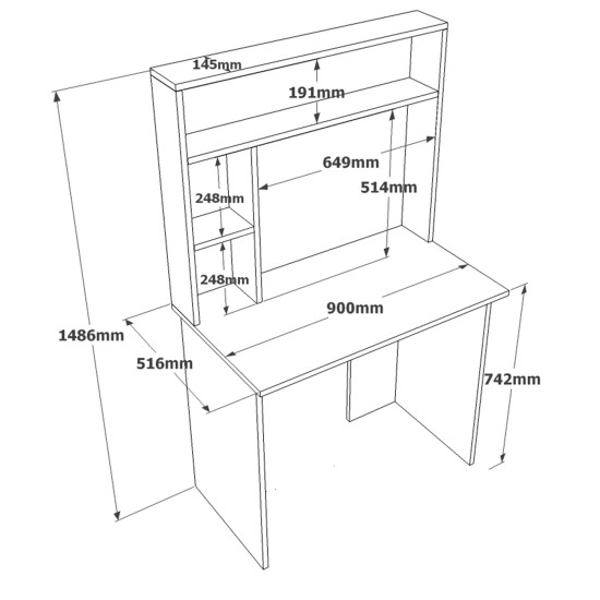 Γραφείο ArteLibre BROMPTON Πεύκο/Λευκό Μοριοσανίδα 90x51.6x148cm