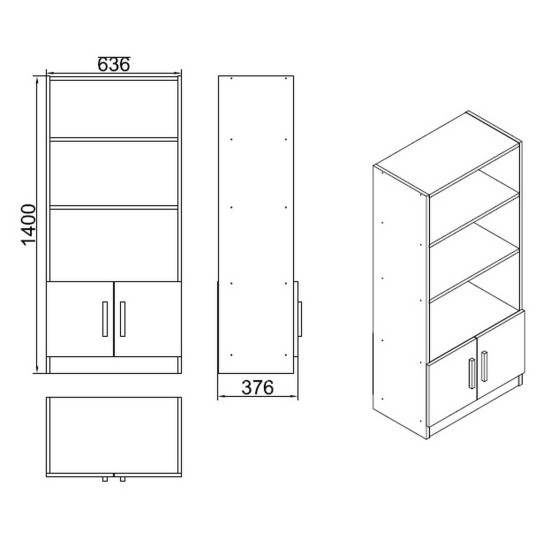 Βιβλιοθήκη ArteLibre EDGWARE Οξιά/Μαύρο Μοριοσανίδα 63.6x37.6x140cm