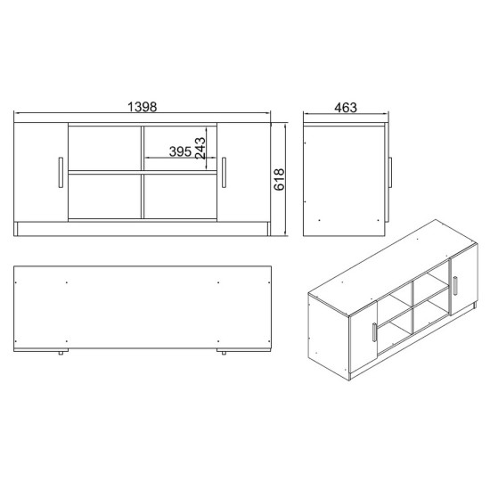 Βιβλιοθήκη ArteLibre EDMONTON Οξιά/Μαύρο Μοριοσανίδα 139.8x46.3x61.8cm