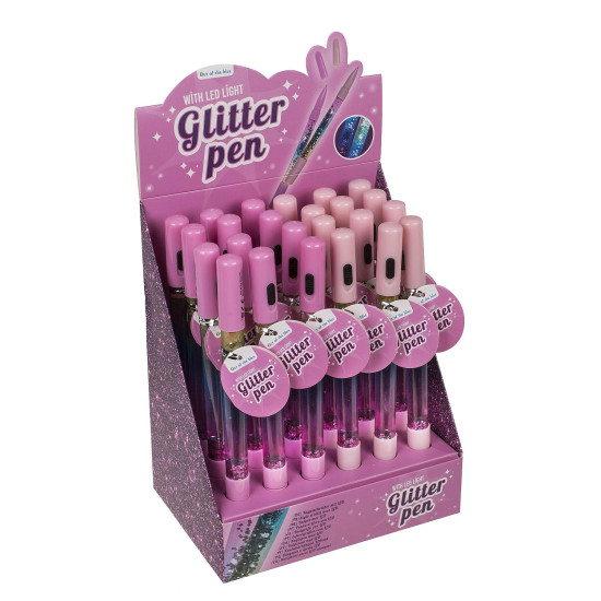 Στυλό Με Glitter Και Φως Πλαστικό 15cm Σε 2 Χρώματα