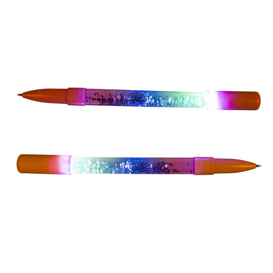 Στυλό Με Glitter Και Φως Πλαστικό 15cm Σε 2 Χρώματα