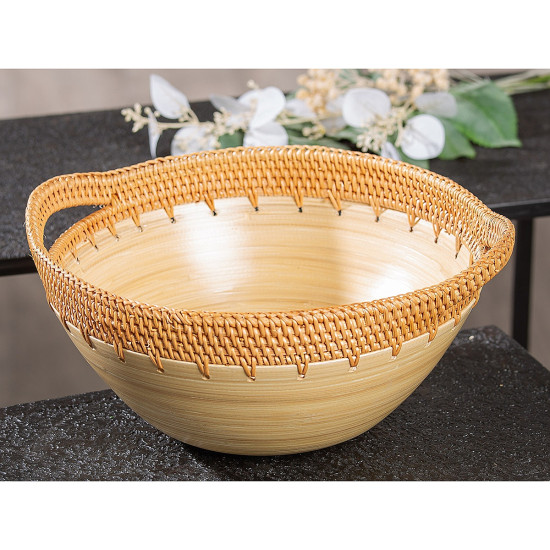 Μπολ ArteLibre Εκρού Μπαμπού/Rattan 34.5x30x15cm