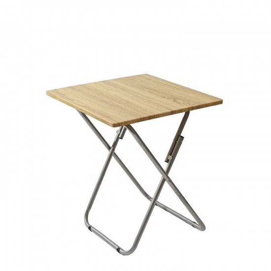 Τραπέζι Πτυσσόμενο Δρυς/Ασημί Μέταλλο/Ξύλο 60x60x72cm