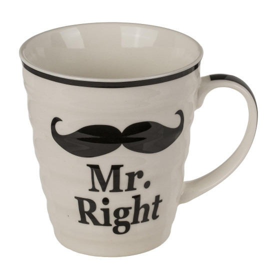 Κούπα 'Mr. Right' & 'Mrs. Always Right' Λευκό Πορσελάνη 10x9cm Σετ 2Τμχ