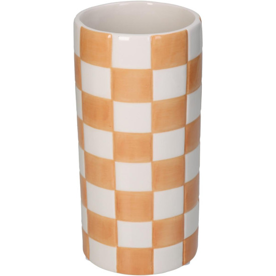 Βάζο ArteLibre Σκακιέρα Πορτοκαλί Δολομίτης 10.2x10.2x20.3cm