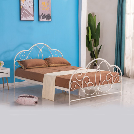 Κρεβάτι ArteLibre ARIEL Μεταλλικό Semy Glossy White 210x155x110cm (Στρώμα 150x200cm)