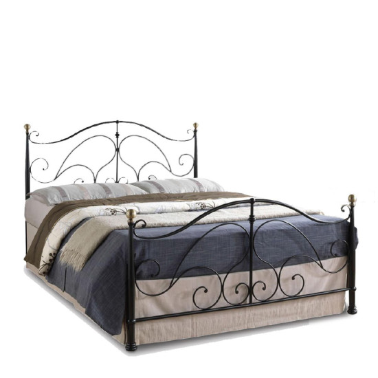 Κρεβάτι ArteLibre EVELYN Μεταλλικό Semy Glossy Black 210x159x109cm (Στρώμα 150x200cm)