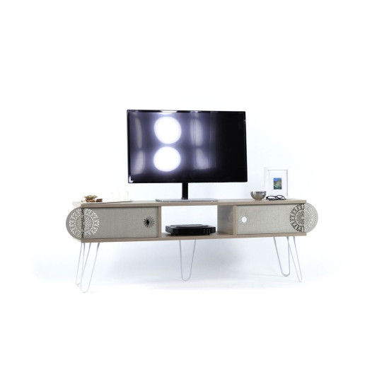 Έπιπλο Τηλεόρασης ArteLibre ILLIA MAXI No 2 Δρυς/Λευκό 151x30x48cm