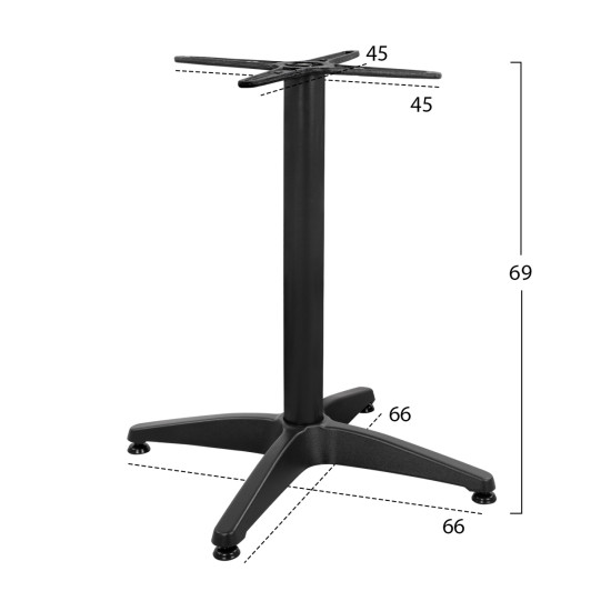 ΒΑΣΗ ΑΛΟΥΜΙΝΙΟΥ 4ΝΥΧΗ 66Χ66X69Υεκ. ΜΕ ΣΤΑΥΡΟ 45Χ45εκ. FB9448.03 ΜΑΥΡΗ