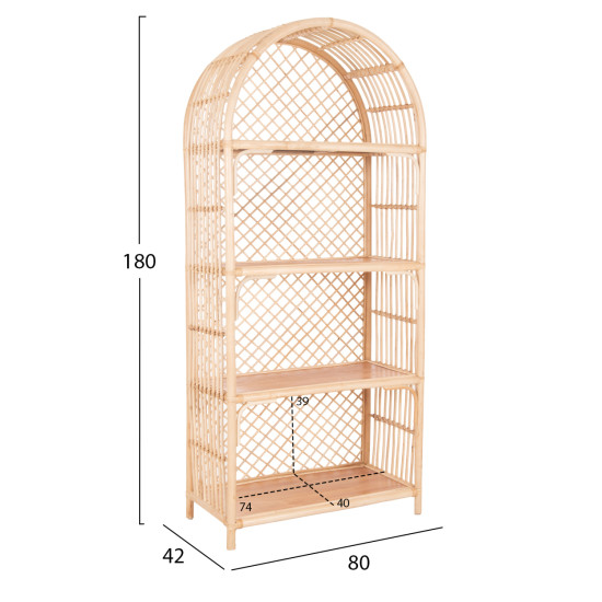 ΒΙΒΛΙΟΘΗΚΗ FB99552.12 ΑΠΟ ΦΥΣΙΚΟ RATTAN ΣΕ ΦΥΣΙΚΟ ΧΡΩΜΑ 80x42x180Υεκ.