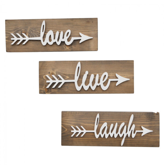 ΣΕΤ 3 ΤΜΧ ΔΙΑΚΟΣΜΗΤΙΚΟ ΤΟΙΧΟΥ ΞΥΛΙΝΟ "LOVE LIVE LAUGH" FB97308 40x1,2x14 εκ.