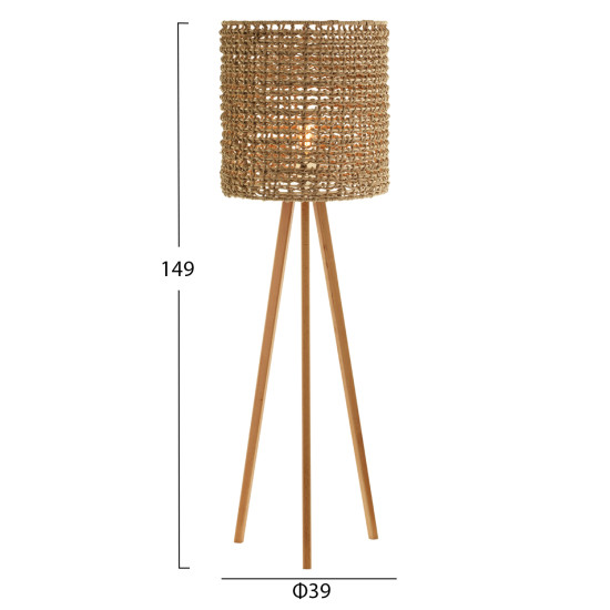 ΕΠΙΔΑΠΕΔΙΟ ΦΩΤΙΣΤΙΚΟ FB94352 RUBBERWOOD-RATTAN-SEAGRASS ΣΕ ΦΥΣΙΚΟ Φ36x149,5Υεκ.