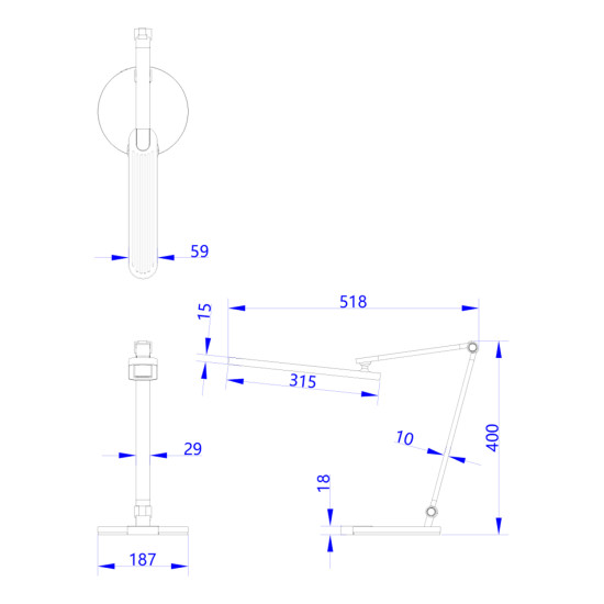 ΦΩΤΙΣΤΙΚΟ ΓΡΑΦΕΙΟΥ LED FB94454.07 ΓΚΡΙ ΒΑΣΗ ABS & ΑΛΟΥΜΙΝΙΟ 51,8x40Υεκ.