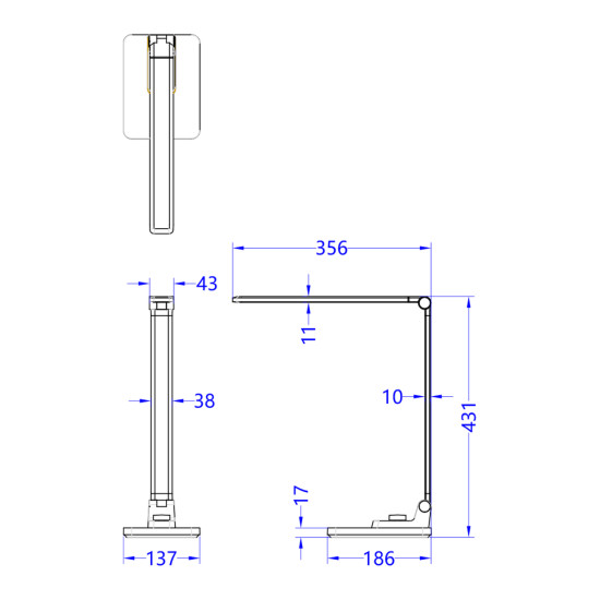 ΦΩΤΙΣΤΙΚΟ ΓΡΑΦΕΙΟΥ LED FB94458.07 ΓΚΡΙ ΒΑΣΗ ABS & ΑΛΟΥΜΙΝΙΟ 35,6x43,1Υεκ