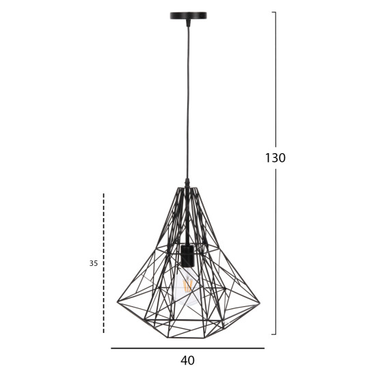 ΦΩΤΙΣΤΙΚΟ ΟΡΟΦΗΣ ΚΡΕΜΑΣΤΟ FB94068 ΜΑΥΡΟ ΜΕΤΑΛΛΙΚΟ ΚΑΠΕΛΟ 40x35x130Υεκ.
