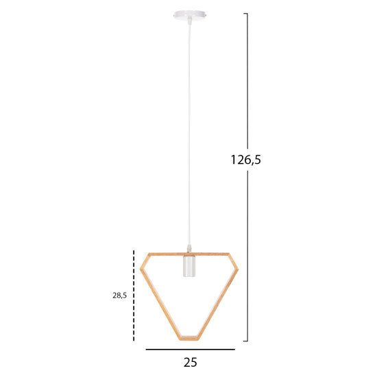 ΦΩΤΙΣΤΙΚΟ ΟΡΟΦΗΣ ΚΡΕΜΑΣΤΟ FB94069 ΤΡΙΓΩΝΟ ΞΥΛΙΝΟ-ΛΕΥΚΟ ΚΑΛΩΔΙΟ 25x28,5x126,5Υεκ.