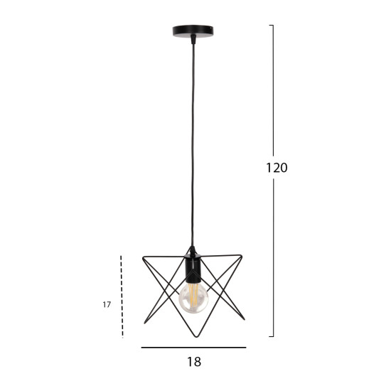 ΦΩΤΙΣΤΙΚΟ ΟΡΟΦΗΣ ΚΡΕΜΑΣΤΟ FB94075 ΜΑΥΡΟ ΜΕΤΑΛΛΙΚΟ ΚΑΠΕΛΟ 18x17x120Υεκ.