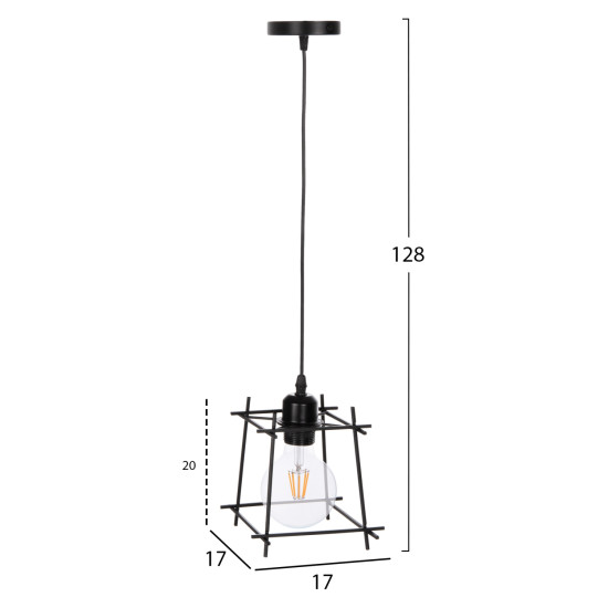 ΦΩΤΙΣΤΙΚΟ ΟΡΟΦΗΣ ΚΡΕΜΑΣΤΟ FB94085 ΚΑΠΕΛΟ ΜΕΤΑΛΛΙΚΟ ΠΛΑΙΣΙΟ 17x17x128Υεκ.