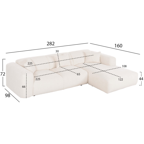 ΚΑΝΑΠΕΣ ΓΩΝΙΑ FB93275.02R ΛΕΥΚΟ ΥΦΑΣΜΑ 110-282x98-160x72Υεκ.