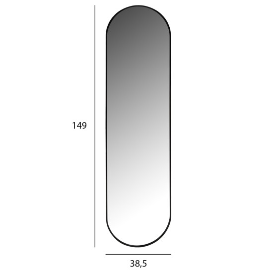 ΚΑΘΡΕΠΤΗΣ ΤΟΙΧΟΥ FB99581.01 ΨΗΛΟΣ ΟΒΑΛ ΣΚΕΛΕΤΟΣ ΑΛΟΥΜΙΝΙΟΥ ΜΑΥΡΟΣ 38,5x4x149Υεκ.