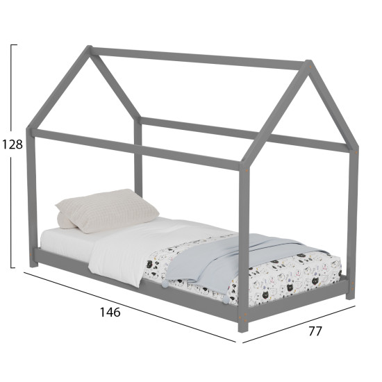 ΚΡΕΒΑΤΙ ΠΑΙΔΙΚΟ FB9678.05 τ.MONTESSORI ΞΥΛΟ ΠΕΥΚΟ ΓΚΡΙ- 140x70εκ