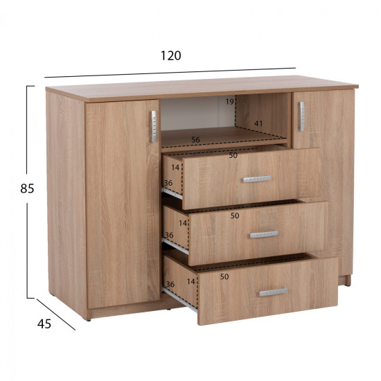 ΜΠΟΥΦΕΣ ΜΕ 2 ΝΤΟΥΛΑΠΙΑ Κ 3 ΣΥΡΤΑΡΙΑ SONAMA OAK FB92430 120X45X85Yεκ.