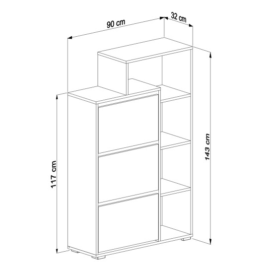 ΠΑΠΟΥΤΣΟΘΗΚΗ FB918189.01 ΜΕΛΑΜΙΝΗ ΣΕ ΛΕΥΚΟ 90x30x143Υεκ.