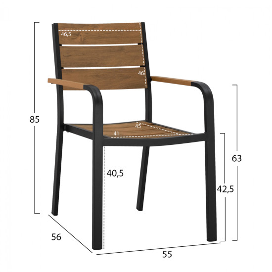 ΠΟΛΥΘΡΟΝΑ ΑΛΟΥΜΙΝΙΟΥ ΑΝΘΡΑΚΙ ΜΕ POLYWOOD FB95127.02 55x56x85Υεκ.