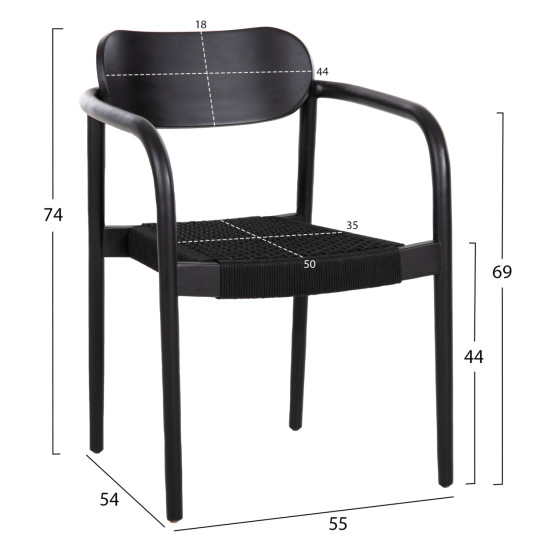 ΠΟΛΥΘΡΟΝΑ FB99636.12 ΞΥΛΟ TEAK ΜΑΥΡΟ & ΜΑΥΡΟ ΣΧΟΙΝΙ 55x54x80Yεκ.