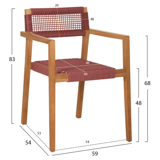 ΠΟΛΥΘΡΟΝΑ FB99637.06 ΞΥΛΟ TEAK ΦΥΣΙΚΟ & ΡΟΖ ΣΧΟΙΝΙ 59x54x83Y εκ.