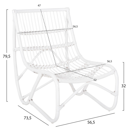 ΠΟΛΥΘΡΟΝΑ FB99815.03 ΡΑΒΔΟΙ RATTAN ΣΕ ΛΕΥΚΟ 56,5x73,5x79,5Υ εκ.