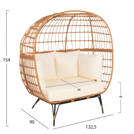 ΠΟΛΥΘΡΟΝΑ ΦΩΛΙΑ MIAMI 2 ΑΤΟΜΩΝ ΤΥΠΟΥ RATTAN FB95870.11 132.5x90x154Υεκ