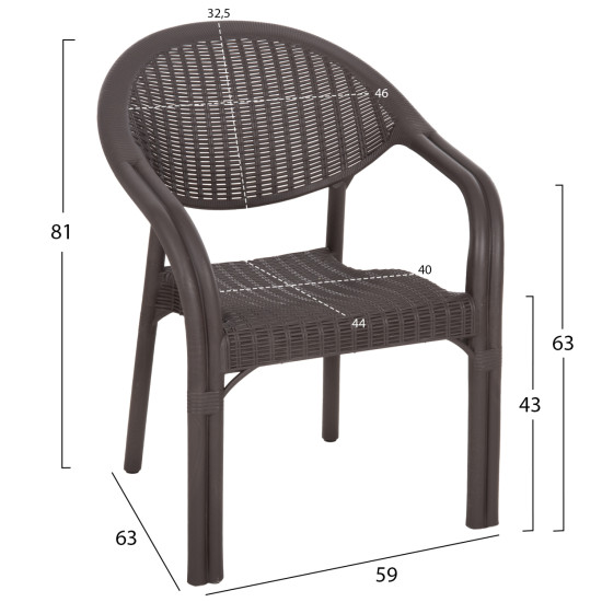 ΠΟΛΥΘΡΟΝΑ ΠΟΛΥΠΡΟΠΥΛΕΝΙΟΥ FB96158.06 BAMBOO LOOK-ΚΑΦΕ 63x59x81Υεκ.