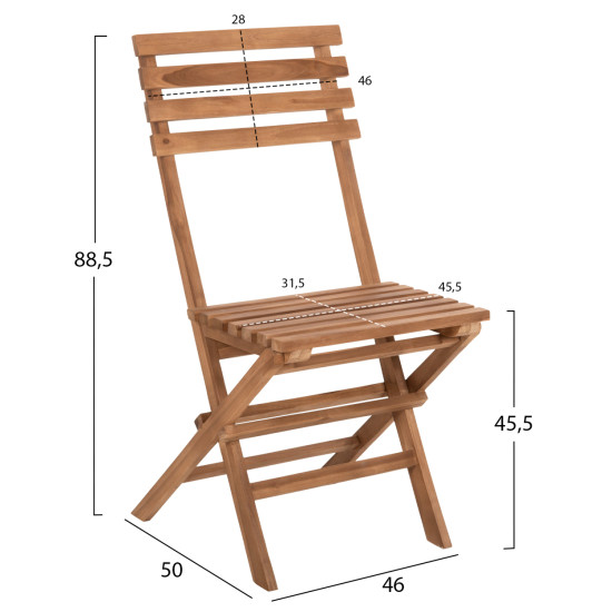 ΣΕΤ 3ΤΜΧ ΕΞΩΤ.ΧΩΡΟΥ ΠΤΥΣΣΟΜΕΝΟ FB99907 ΜΑΣΙΦ TEAK ΞΥΛΟ-ΦΥΣΙΚΟ 46x50x88,5Υ