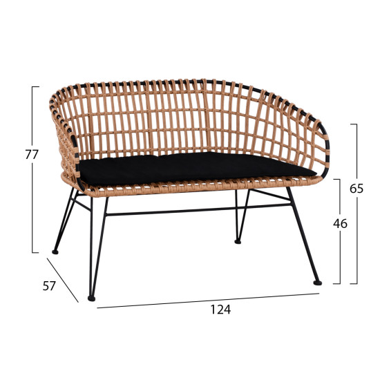 ΣΕΤ ΕΞΩΤ.ΧΩΡΟΥ 4ΤΜΧ FB921051 ΣΥΝΘ.RATTAN ΜΠΕΖ-ΜΑΥΡΟ ΜΕΤΑΛΛΟ