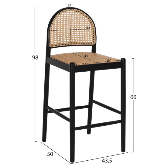 ΣΚΑΜΠΟ ΑΠΟ ΟΞΙΑ-RATTAN ΑΨΙΔΑ ΠΛΑΤΗ ΜΑΥΡΟ 43,5x50x98Υεκ.FB99408.02