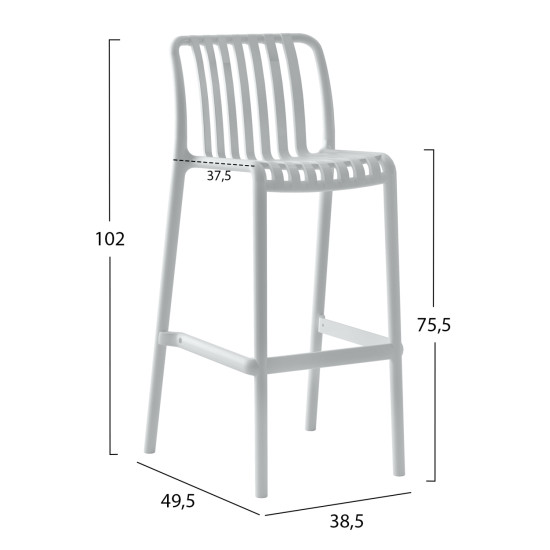 ΣΚΑΜΠΟ BAR ΠΟΛΥΠΡΟΠΥΛΕΝΙΟΥ FB96098.01 ΛΕΥΚΟ 38,5x49,5x102Υεκ.