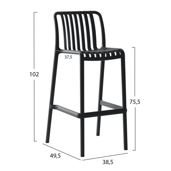 ΣΚΑΜΠΟ BAR ΠΟΛΥΠΡΟΠΥΛΕΝΙΟΥ FB96098.02 ΜΑΥΡΟ 38,5x49,5x102Υεκ.