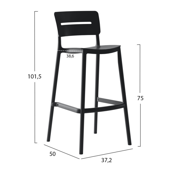 ΣΚΑΜΠΟ BAR ΠΟΛΥΠΡΟΠΥΛΕΝΙΟΥ FB96100.02 ΜΑΥΡΟ 37,2x50x101,5Υεκ.