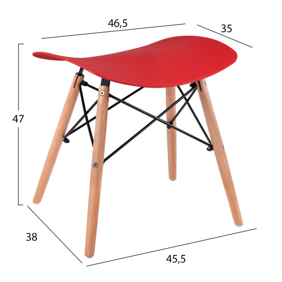 ΣΚΑΜΠΩ ΞΥΛΙΝΑ ΠΟΔΙΑ ΤΟΝΙΑ FB90109.04 KOKKINO 46,5x35x47 εκ.