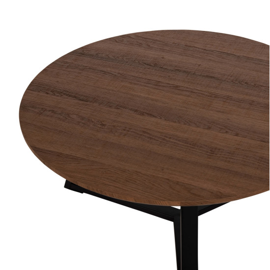 ΤΡΑΠΕΖΙ ΣΑΛΟΝΙΟΥ ΣΤΡΟΓΓΥΛΟ FB99586.04 MDF WALNUT-ΜΑΥΡΗ ΣΑΓΡΕ ΒΑΣΗ Φ80x42Υεκ.