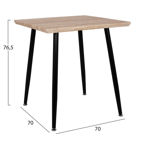 ΤΡΑΠΕΖΙ ΤΡΑΠΕΖΑΡΙΑΣ FB98335.01, 70Χ70X76.5, SONOMA, ΜΑΥΡΑ ΠΟΔΙΑ