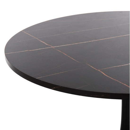 ΤΡΑΠΕΖΙ ΤΡΑΠΕΖΑΡΙΑΣ ΣΤΡΟΓΓΥΛΟ BLACK MARBLE FB99421.02 Φ90x74 εκ.