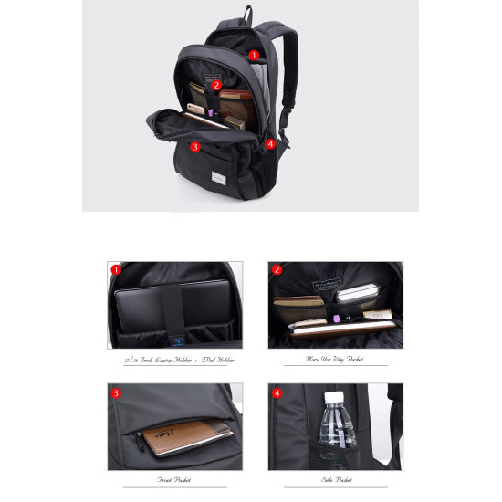 ARCTIC HUNTER τσάντα πλάτης 20005-BK με θήκη laptop, μαύρη