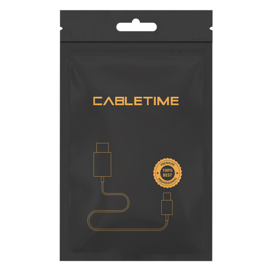 CABLETIME καλώδιο USB-C CMCM60W, 60W PD, 480Mbps, 1m, μαύρο