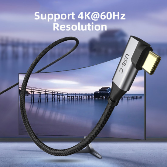 CABLETIME καλώδιο USB-C σε HDMI CT-CMRHD1, γωνιακό, 4K/60Hz, 1.8m, μαύρο