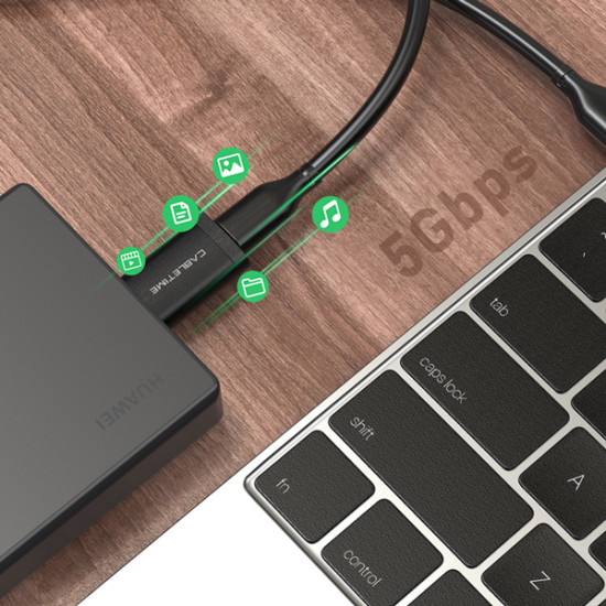 CABLETIME αντάπτορας USB-C σε USB CT-AMCF, 10.5W, 5Gbps, μαύρος