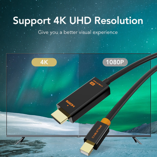 CABLETIME καλώδιο HDMI σε Mini DisplayPort CT-03G4K60, 4K, 1.8m, λευκό